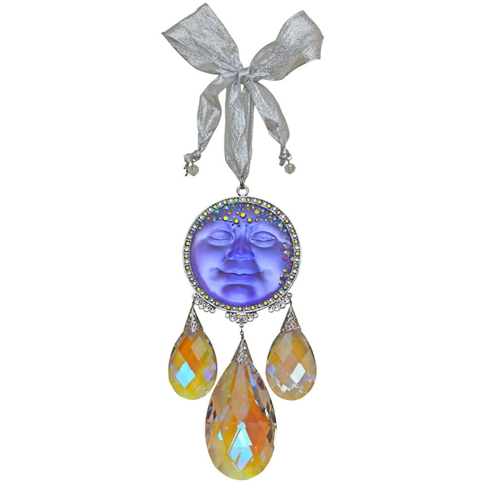 Thumbnail: Kirks Folly Seaview Moon Goddess Tears Ornament silvertone / purple moon