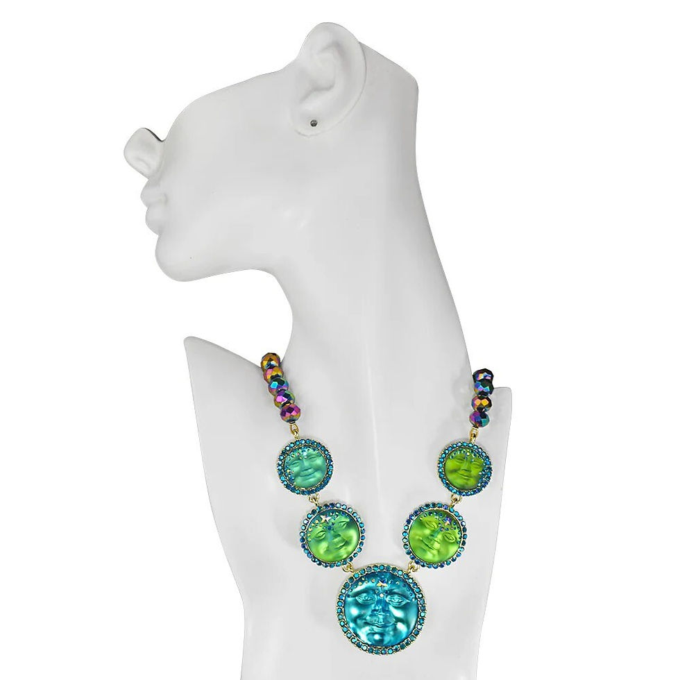 Thumbnail: Kirks Folly Venus Mystic Seaview Moon 5 stone necklace - sphinx / goldtone