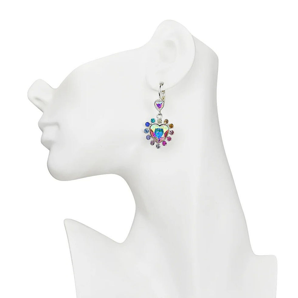 Thumbnail: Kirks Folly Rainbow Bridge Forever Loved Heart Leverback Earrings silvertone