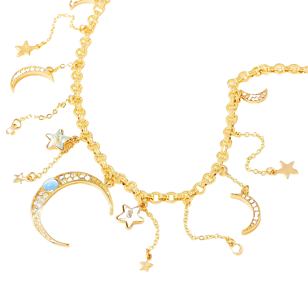Thumbnail: KIRKS FOLLY Astral Princess Statement Necklace - moon and stars - goldtone