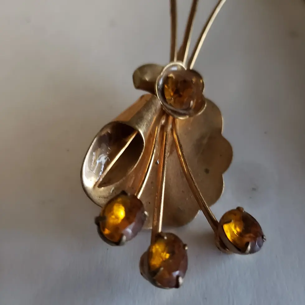 Thumbnail: Oversized Sterling Vermeil Coro Brooch