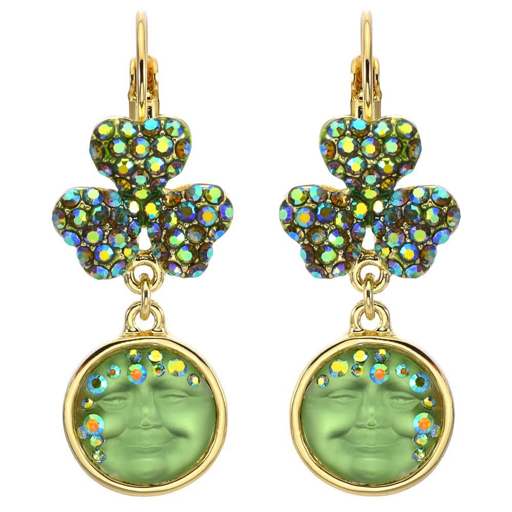 Kirks Folly Shamrock Illusion Seaview Moon Leverback Earrings (goldtone)