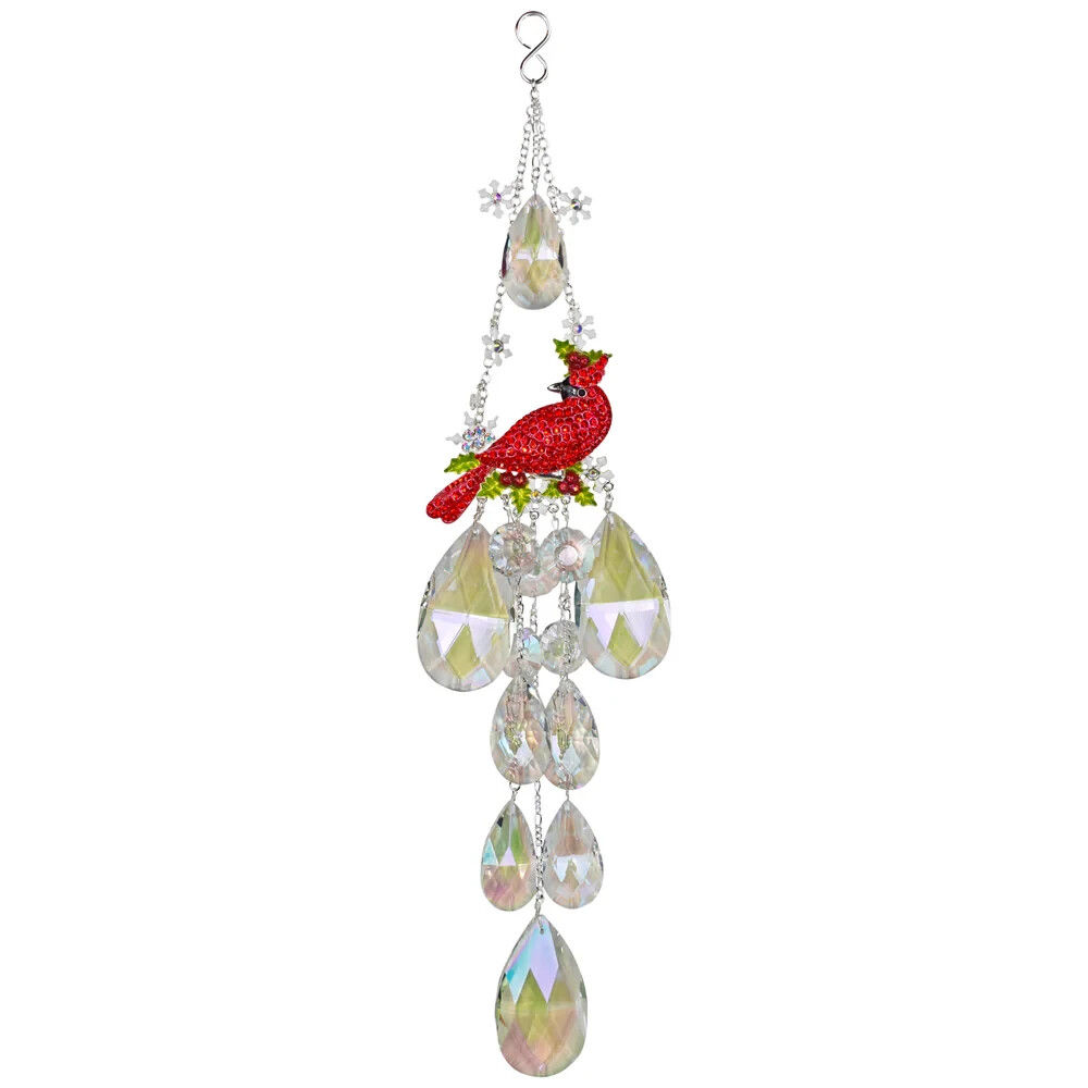 Kirks Folly Cardinal Memories Crystal Shimmer Ornament - sterling silvertone