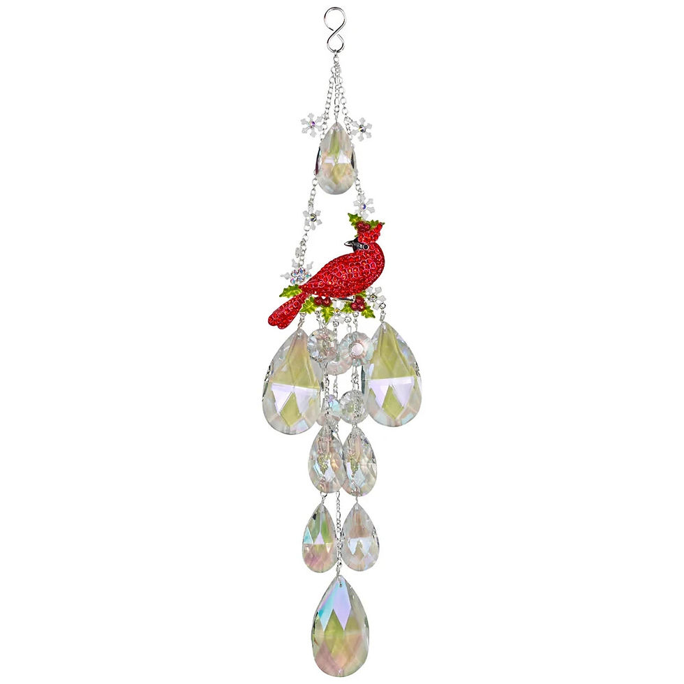 Thumbnail: Kirks Folly Cardinal Memories Crystal Shimmer Ornament - sterling silvertone