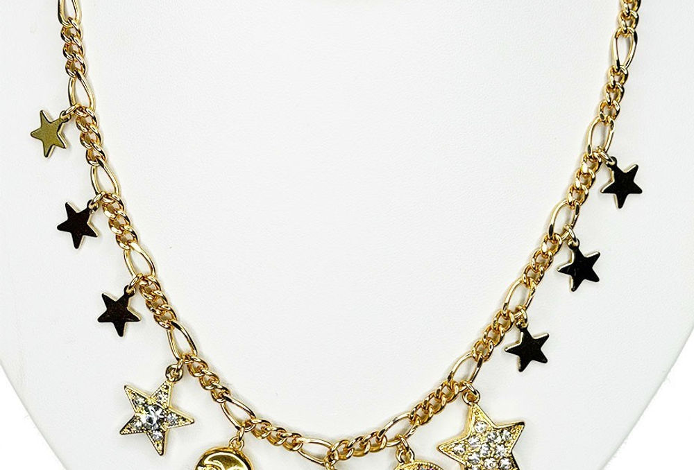 KIRKS FOLLY OOAK Strawberry Moon Charm Necklace - goldtone
