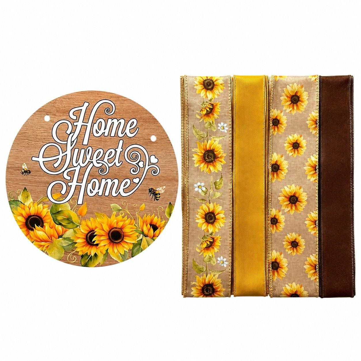 Sunflower Home Sweet Home Wreath Kit | DIY Fall Wreath Kit with 9” Sign |