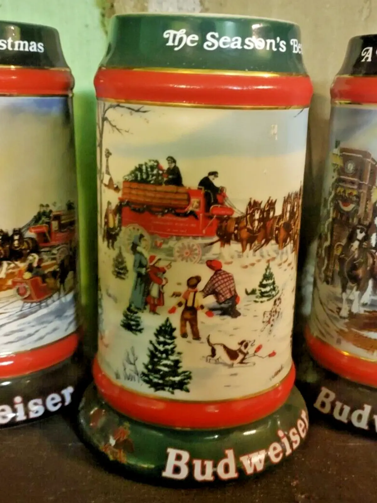 3 Budweiser Holiday Beer Stein Series 91-92