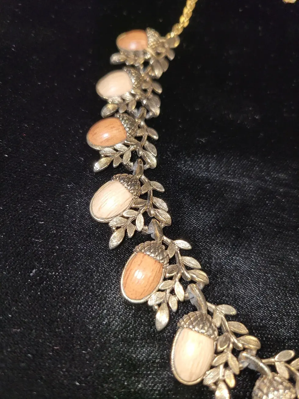 Thumbnail: Vintage Coro 1950s Gold Resin Acorn Choker