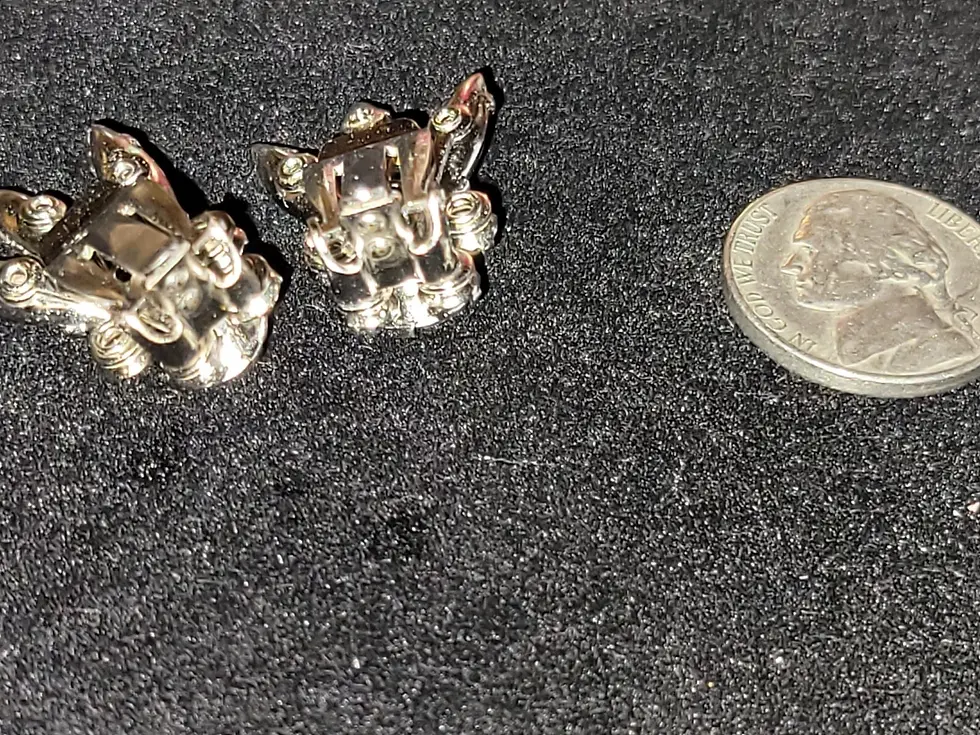 Thumbnail: AB Crystal & Moonstone Silver Clip Earrings