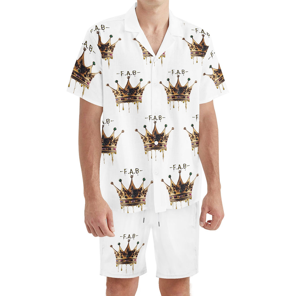 Thumbnail: Men's Regular Fit Hawaiian Short Sleeve Shirt and Shorts Set