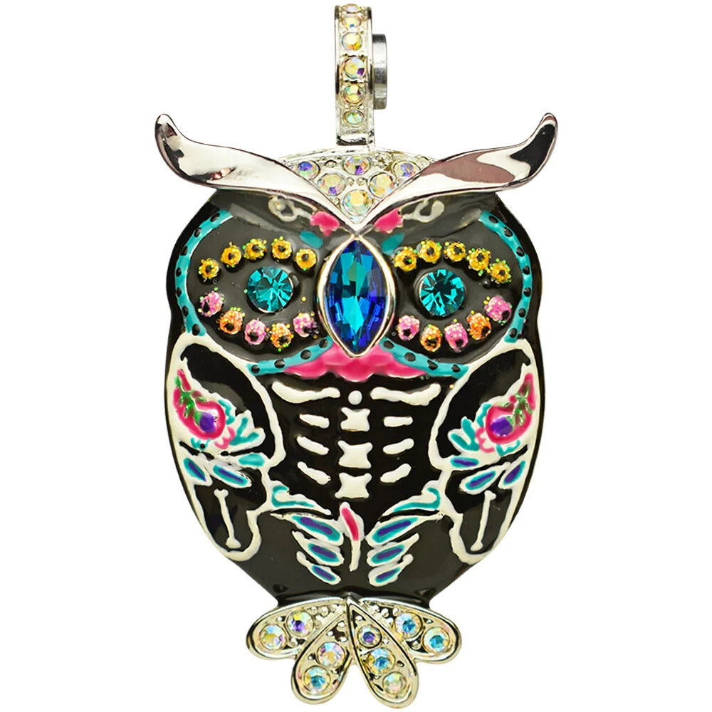 KIRKS FOLLY Sugar Skull Hooty Owl Magnetic Enhancer sterling silvertone