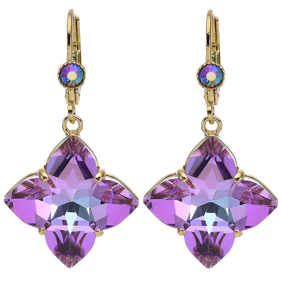 Thumbnail: Kirks Folly Mystic Lavender Leverback Earrings goldtone