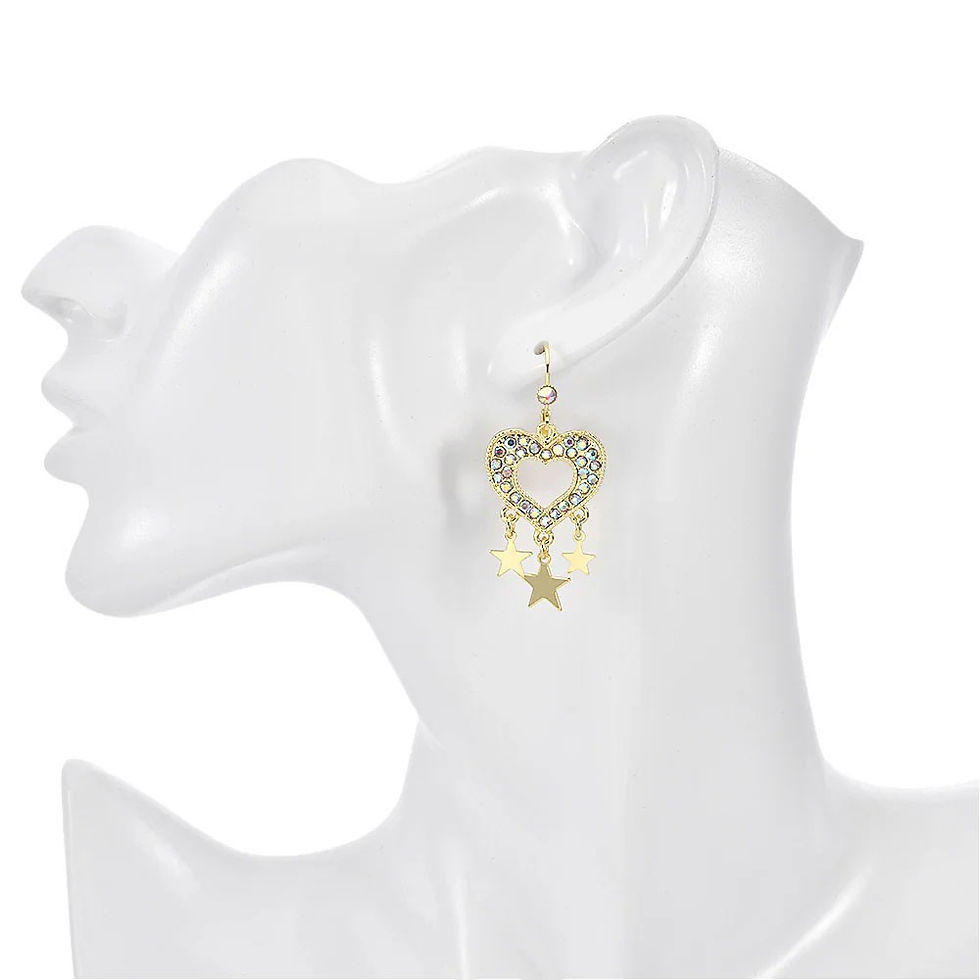 Thumbnail: Kirks Folly Starlight Love Heart Leverback Earrings - goldtone