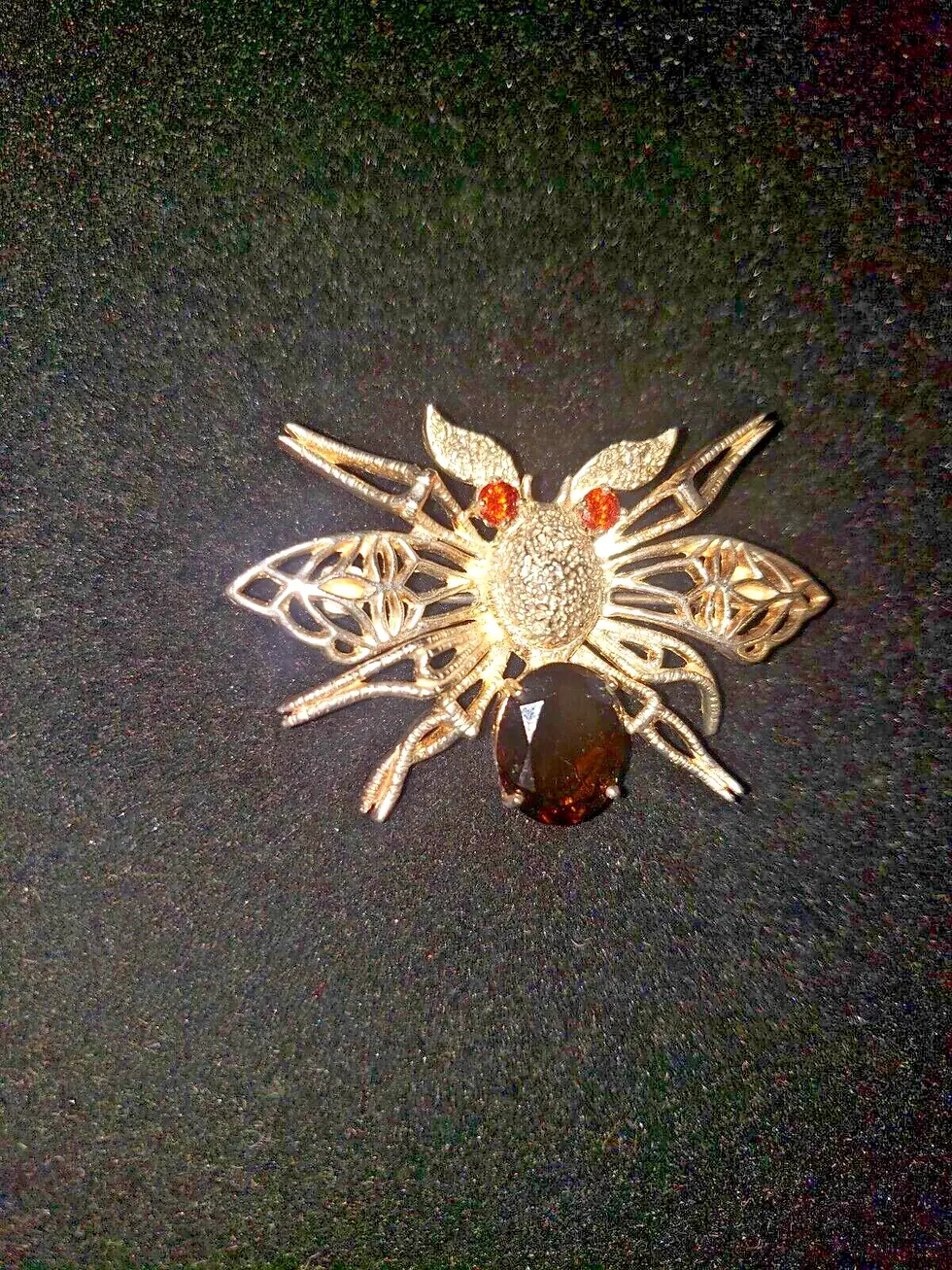 Thumbnail: Sterling Gemstone Bee & Crab Brooch 24g