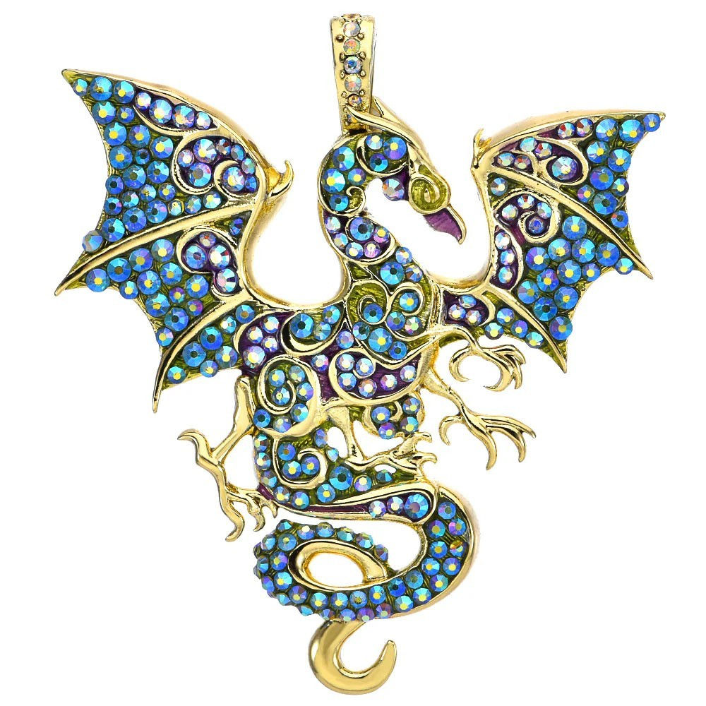 Kirks Folly Protector Of The Realm Dragon Foldover Pendant goldtone