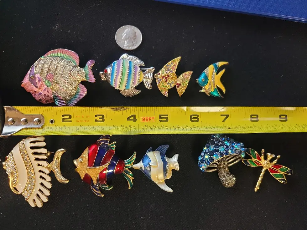 Thumbnail: Lot 9 Vtg Fish Motif Costume Jewelry Pins