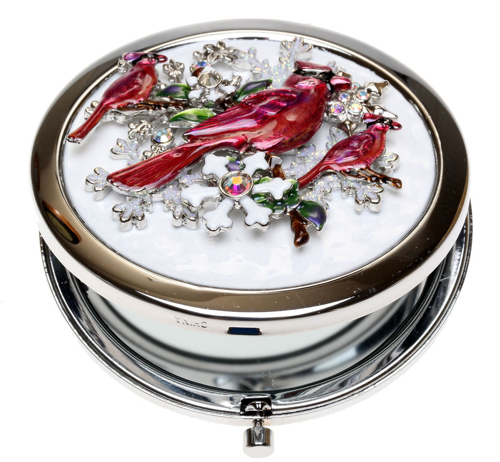 Thumbnail: KIRKS FOLLY WINTER CARDINAL DUAL COMPACT MIRROR silvertone