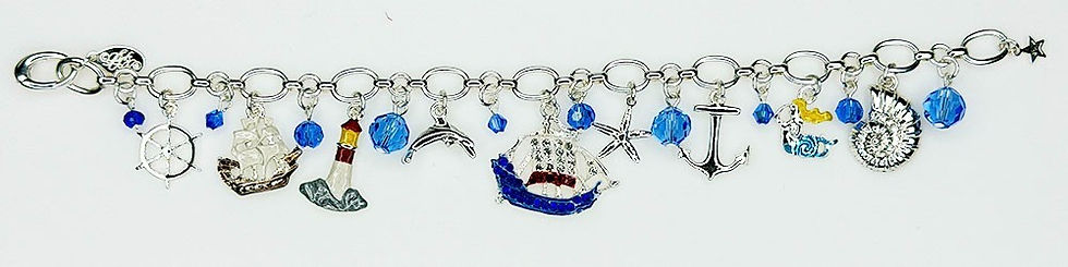 Thumbnail: Kirks Folly Ships Ahoy Convertible Bracelet Necklace silvertone