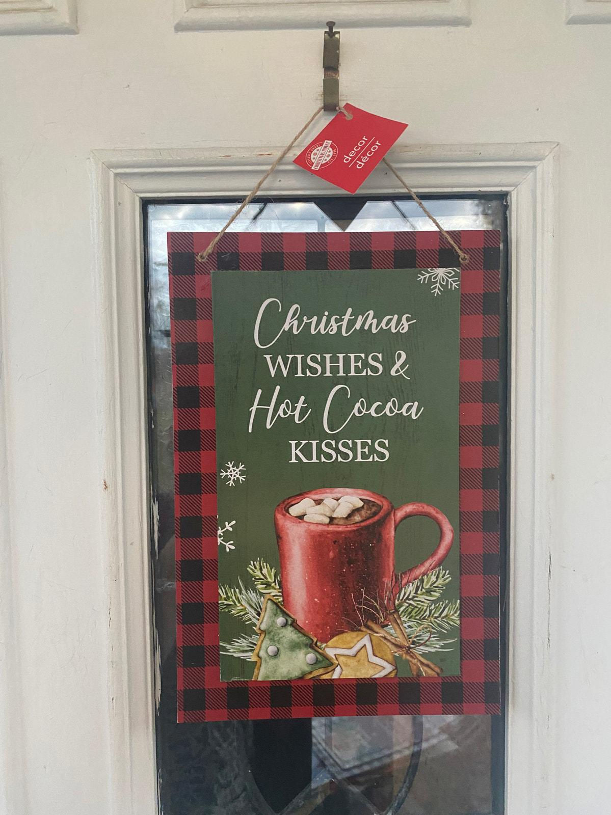 Christmas Wishes Hot Cocoa Kisses Wood Sign, Farmhouse Wall Decor, Winter Front