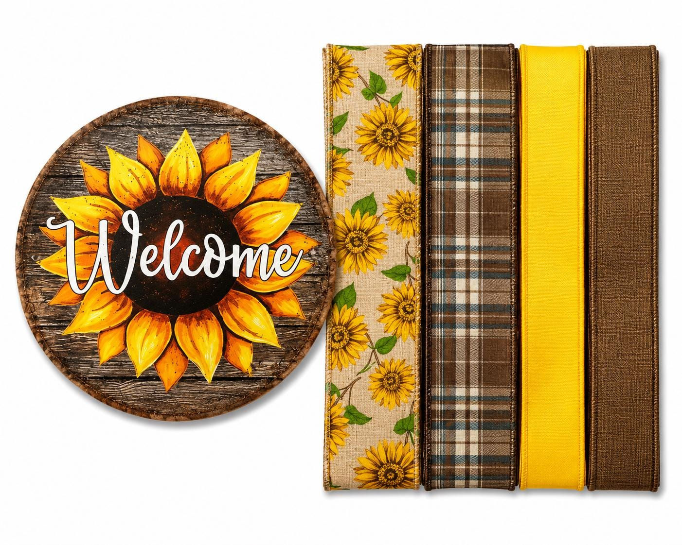 Sunflower Wreath Kit | Welcome Sunflower DIY Wreath Kit | Farmhouse Fall Door