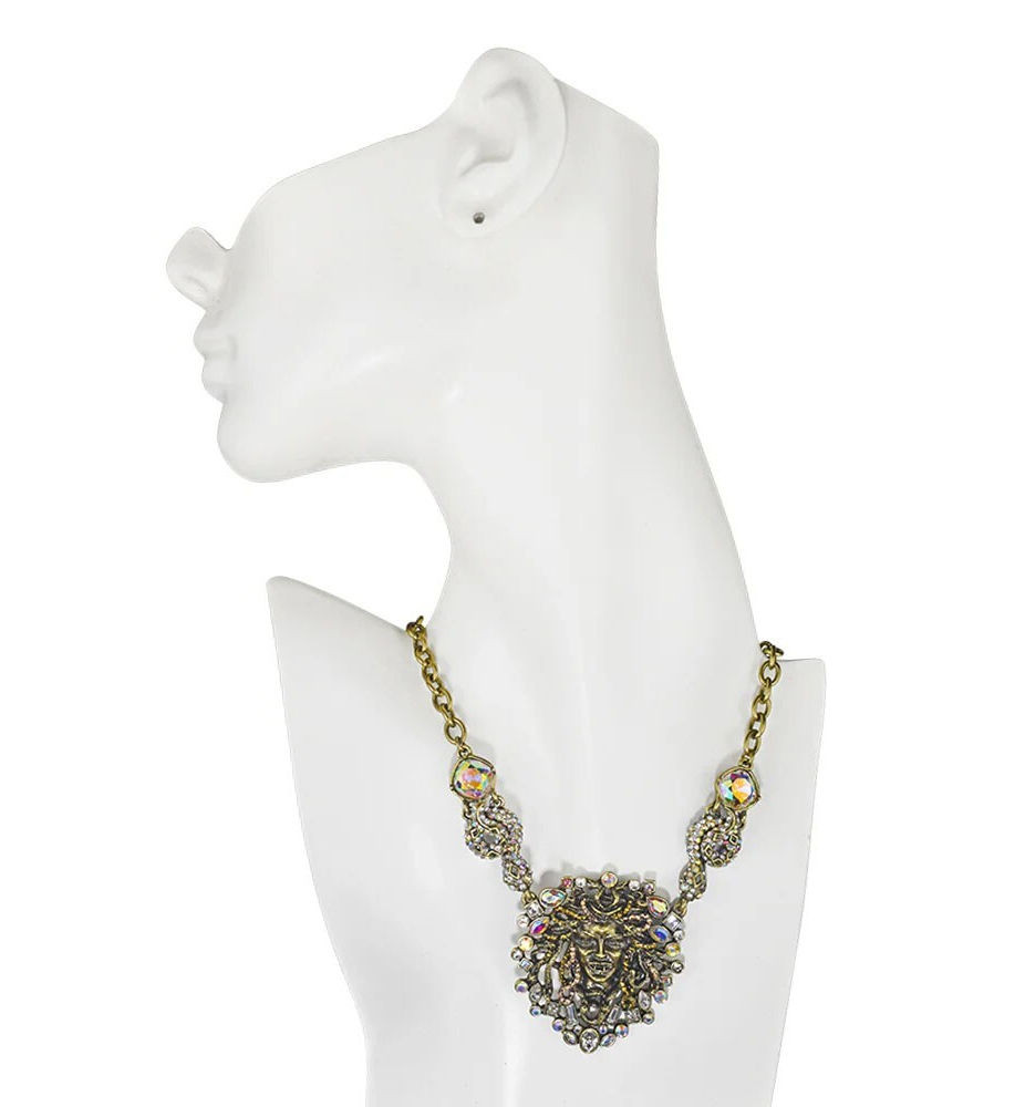 Thumbnail: Kirks Folly Crystal Vampire Medusa Necklace ~ brass ox