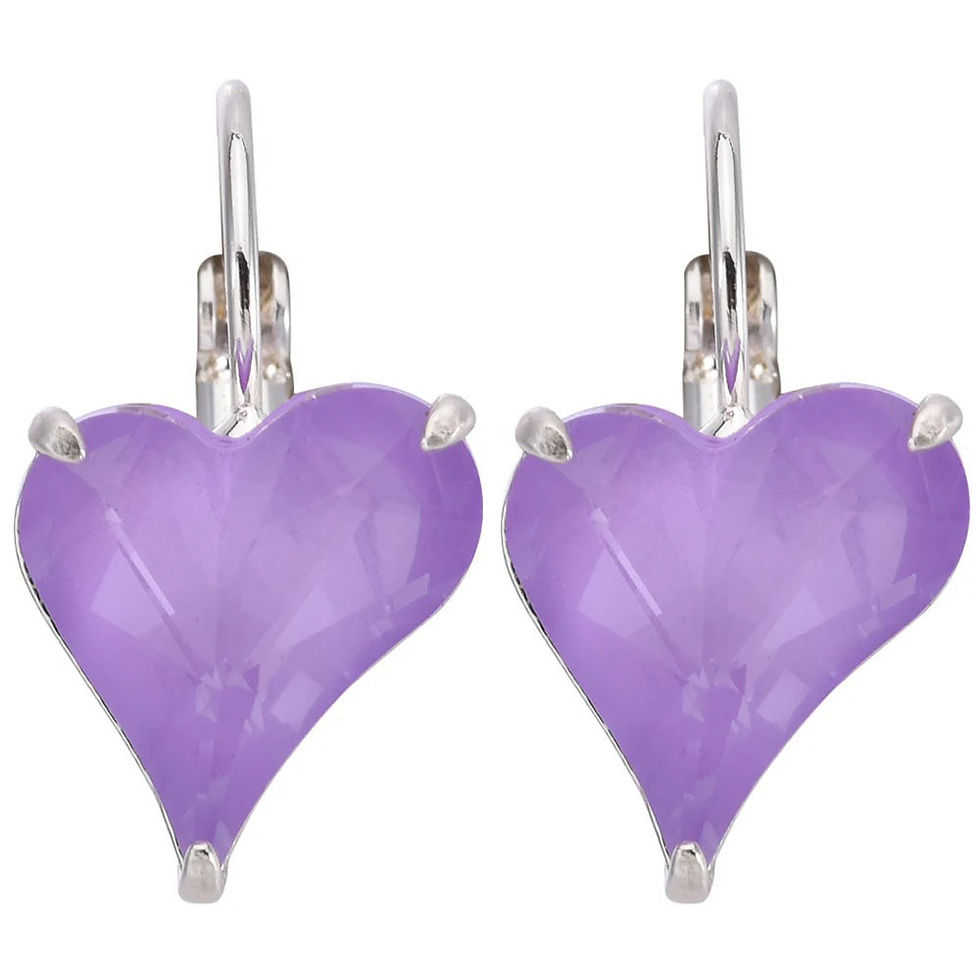 Thumbnail: Kirks Folly Misty Heart Leverback Earrings sterling silvertone / violet