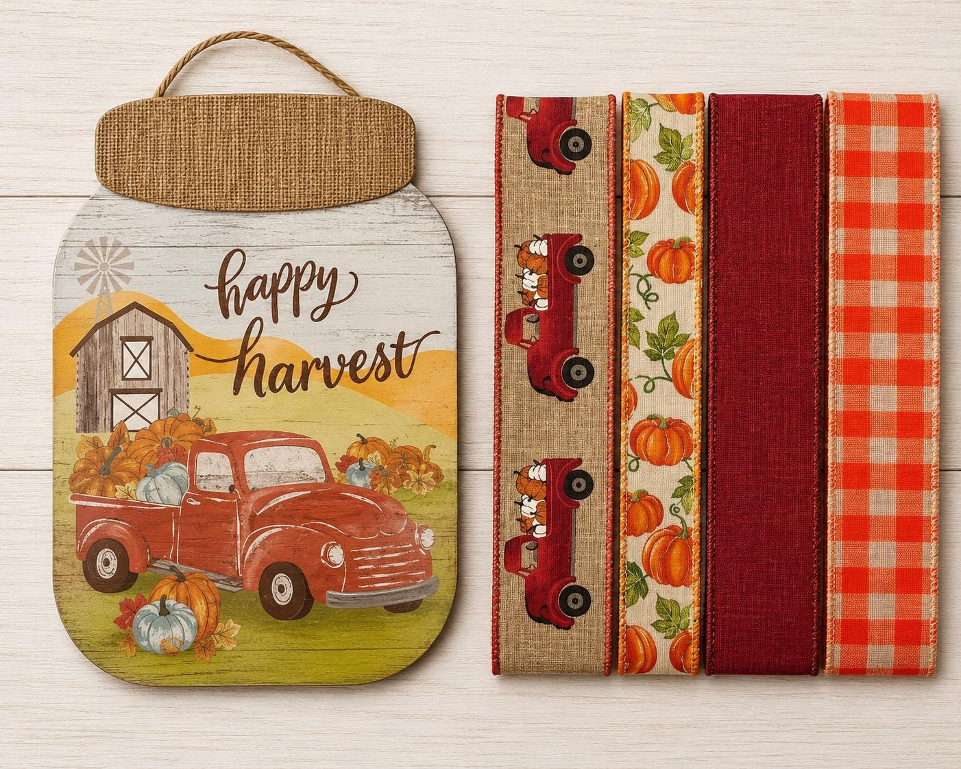 Happy Harvest Wreath Kit | Red Truck Fall Wreath Kit | DIY Farmhouse Wreath |