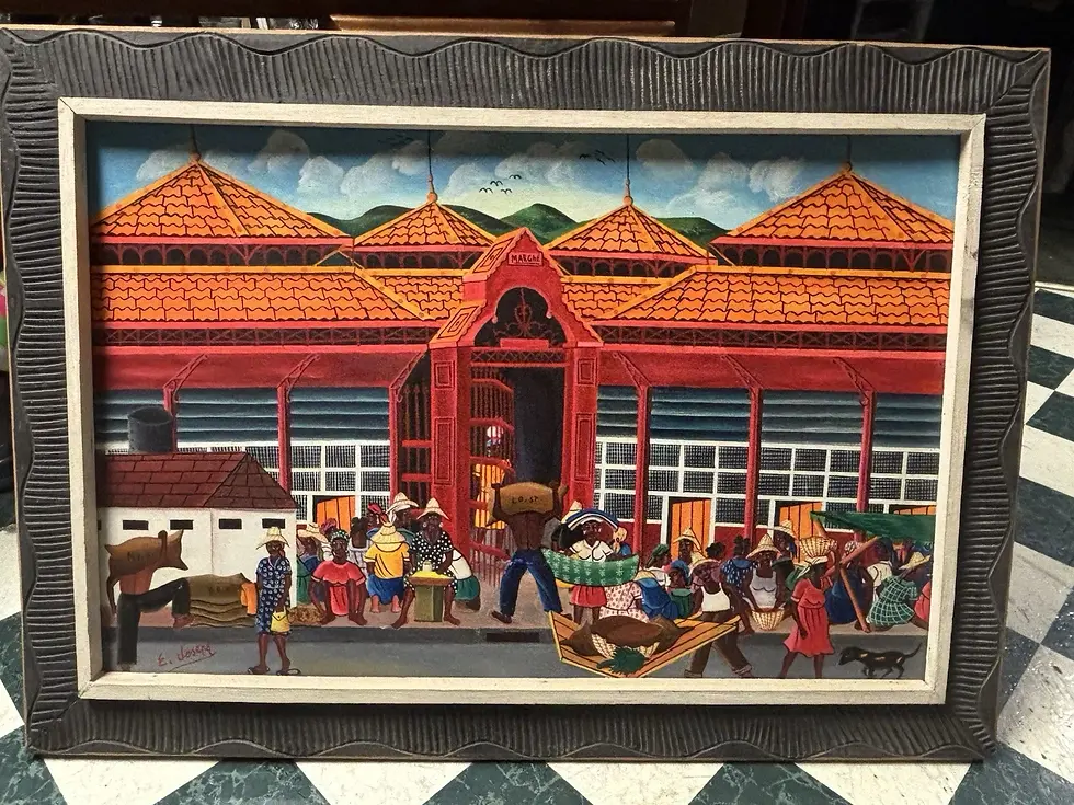 Thumbnail: Haiti E. Joseph Food Market Oil Painting