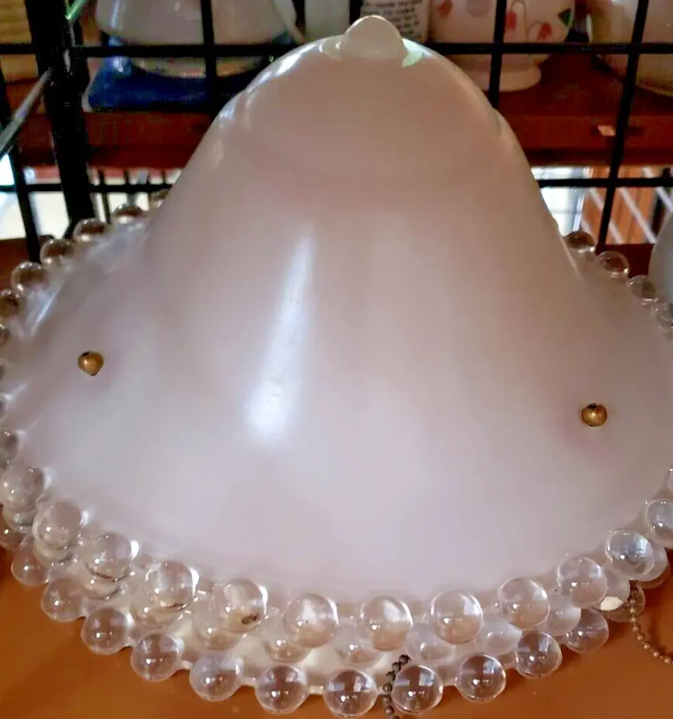 Thumbnail: 3 Art Deco 3-Hole Glass Ceiling Shades 11in