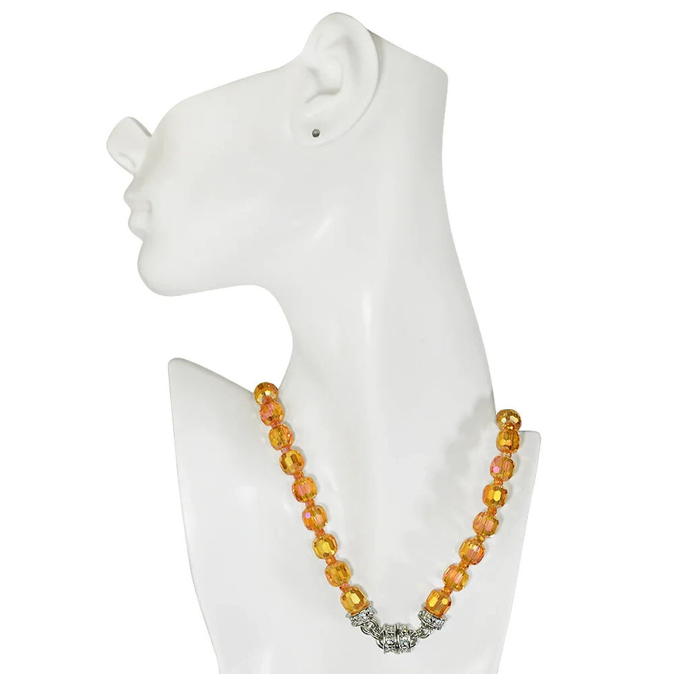 Thumbnail: KIRKS FOLLY Divine Sparkle 10mm Crystal Beaded Magnetic Necklace orange/ st