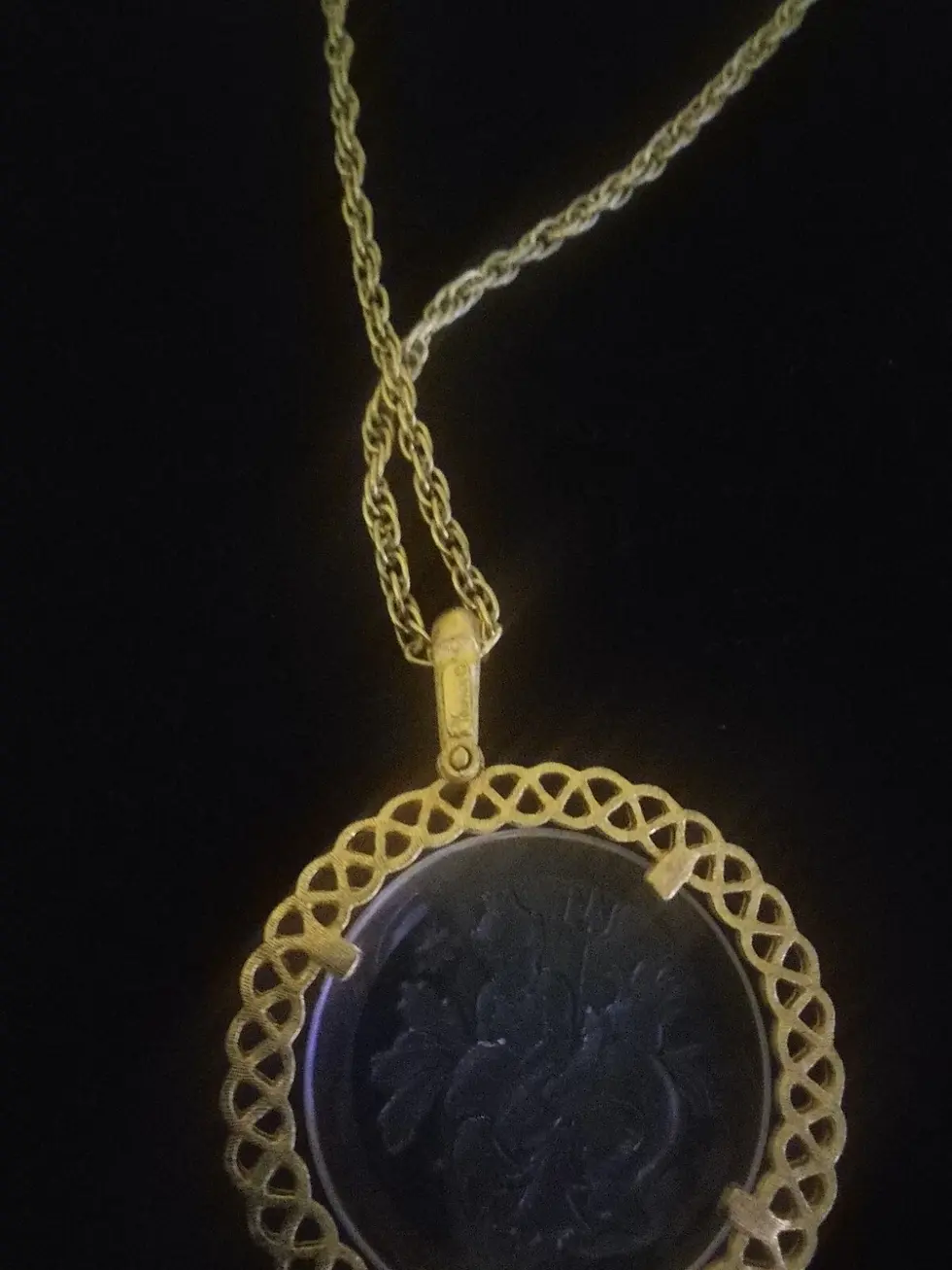 Thumbnail: Crown Trifari 12k GF Neptune Glass Necklace