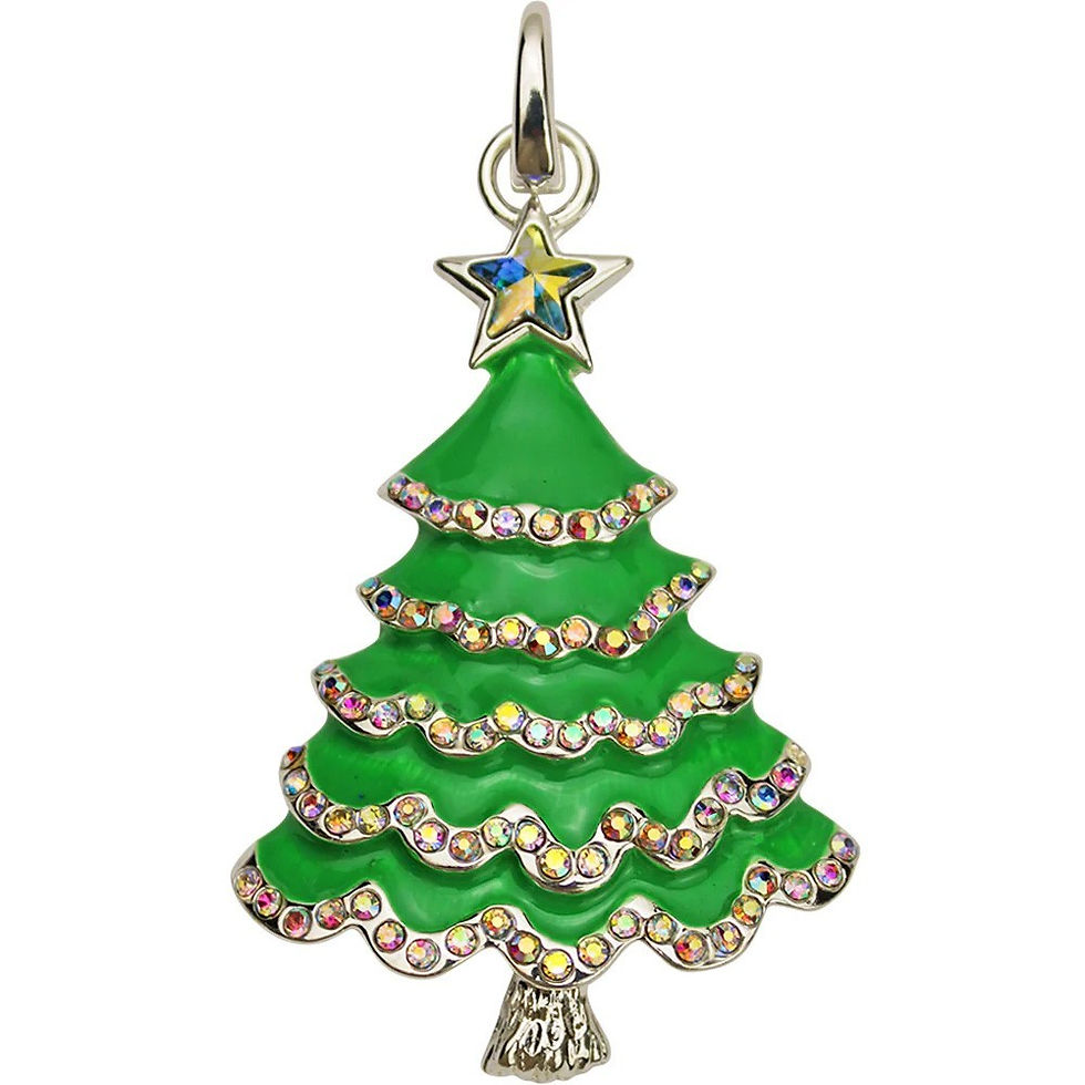 Thumbnail: Kirks Folly Holiday Delight Tree Open Ring Charm silvertone