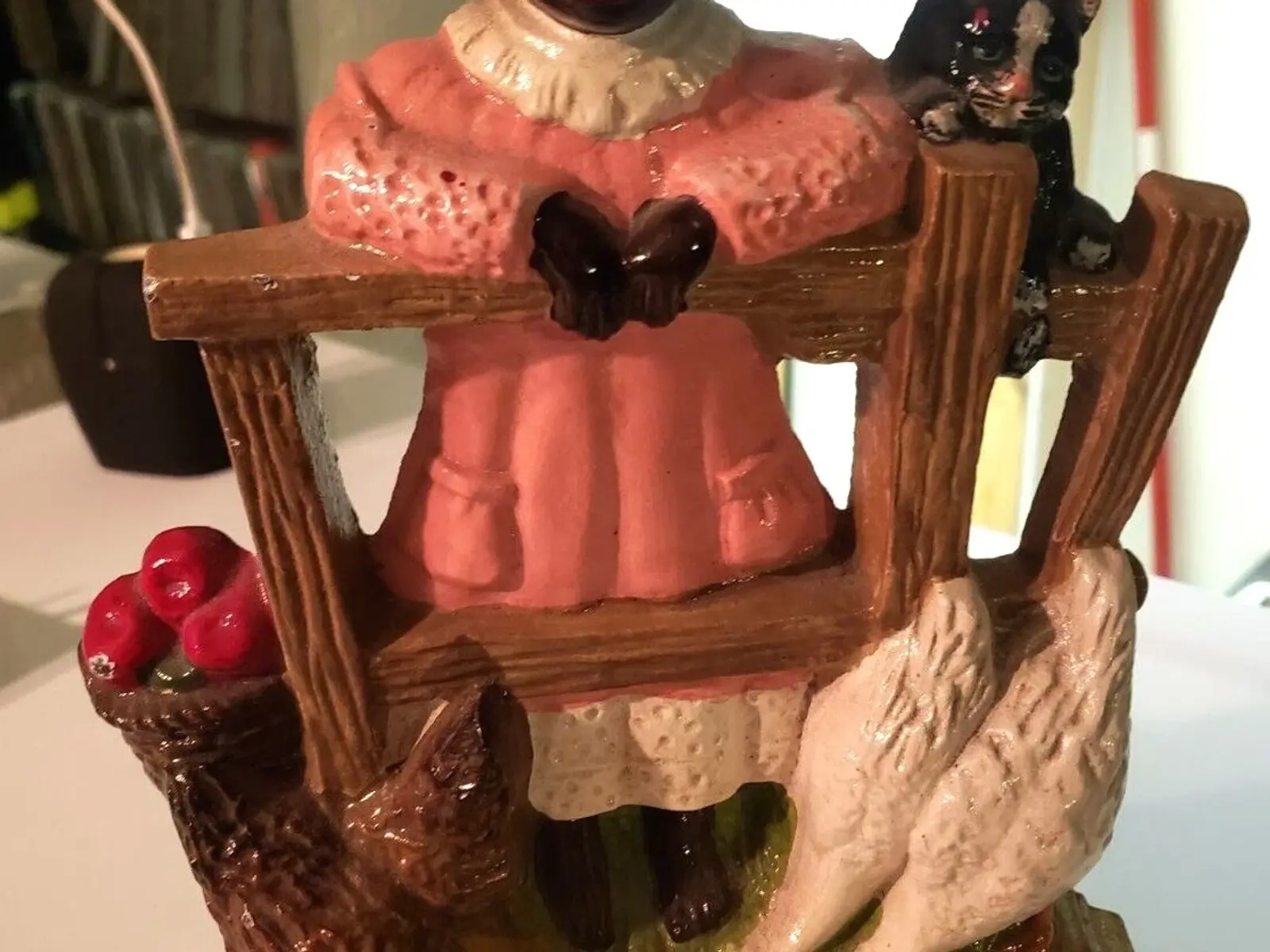 Vtg Cast Iron Girl & Farm Door Stop