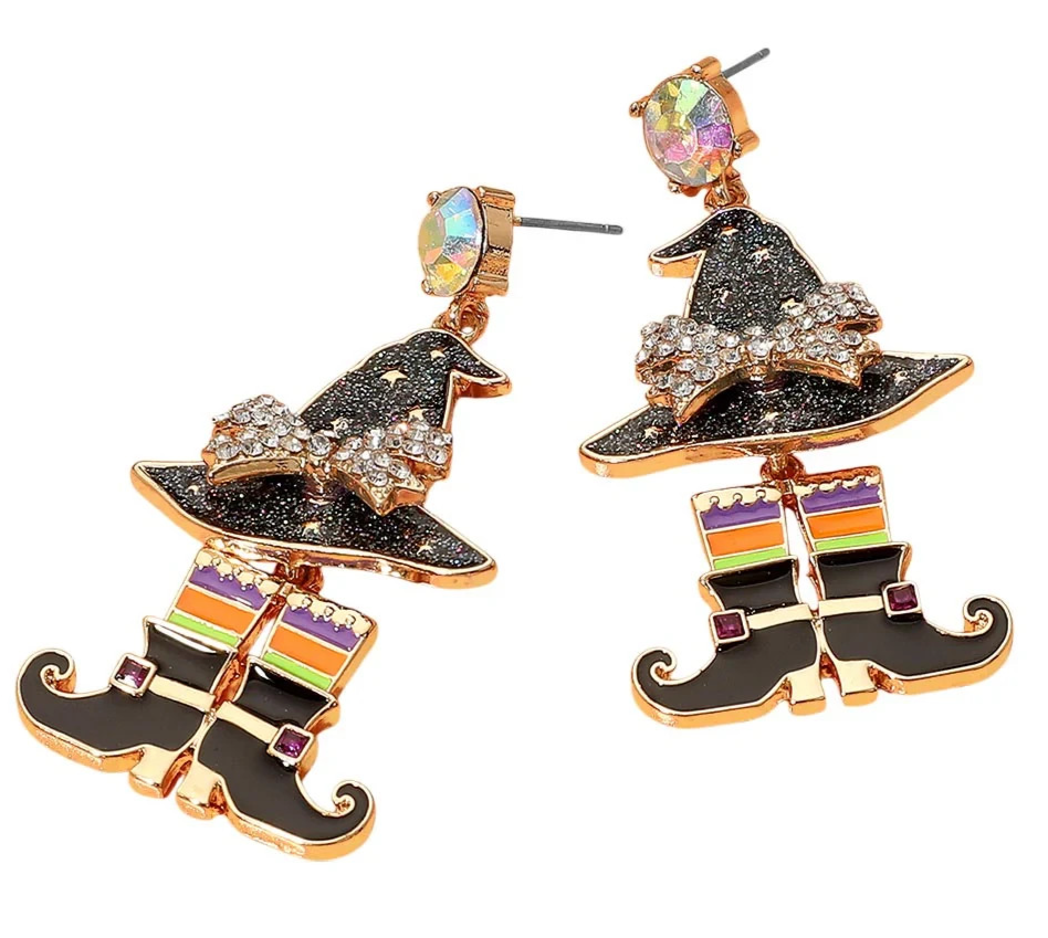 Kirks Folly Practical Magic Witchy Poo Pierced Earrings goldtone Halloween