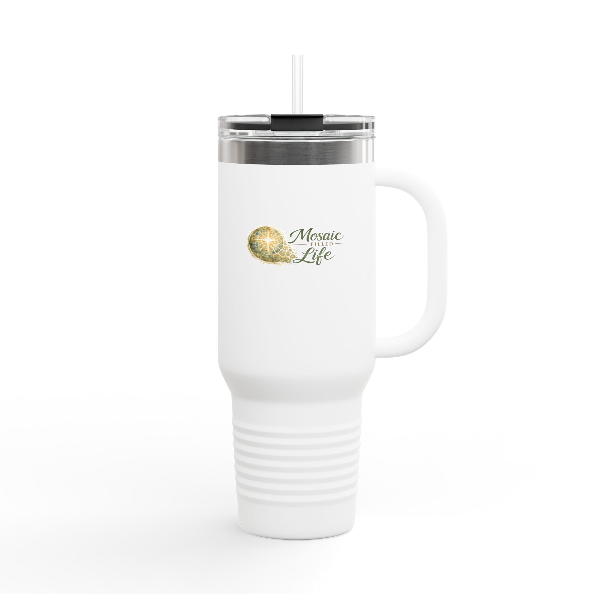 Travel Mug, Mosaic Filled Life Logo , You Can't Do Art Wrong, Insulated 40oz Cup