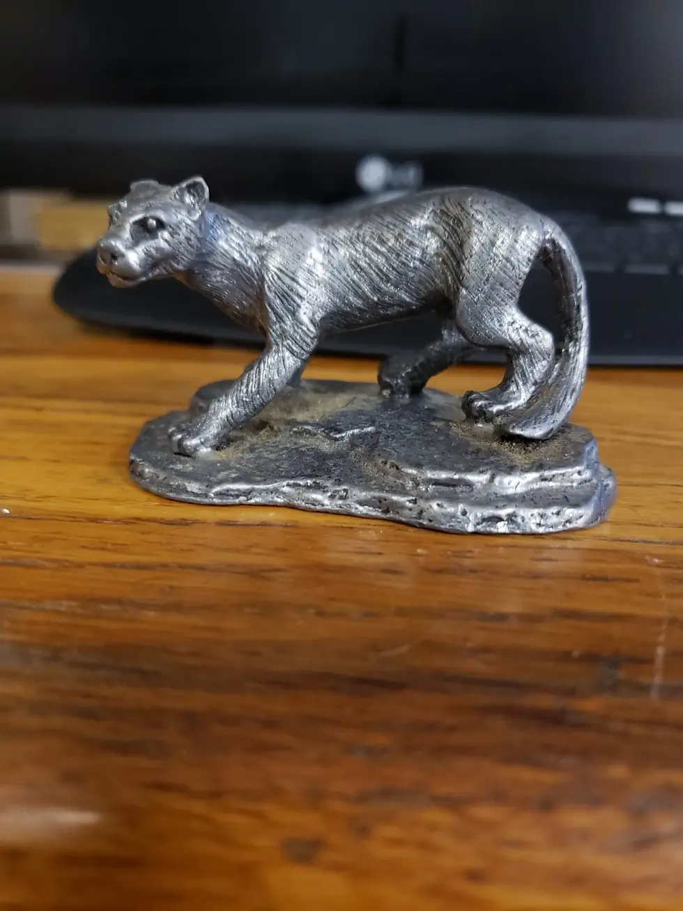 Thumbnail: Vtg Ricker Pewter Cougar & Dog Figurines