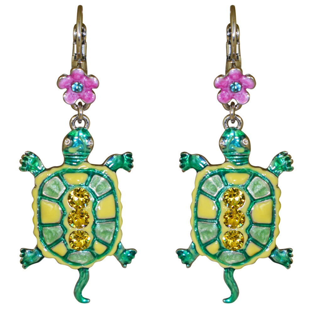 Kirks Folly Tiffany Turtle Leverback Earrings silvertone