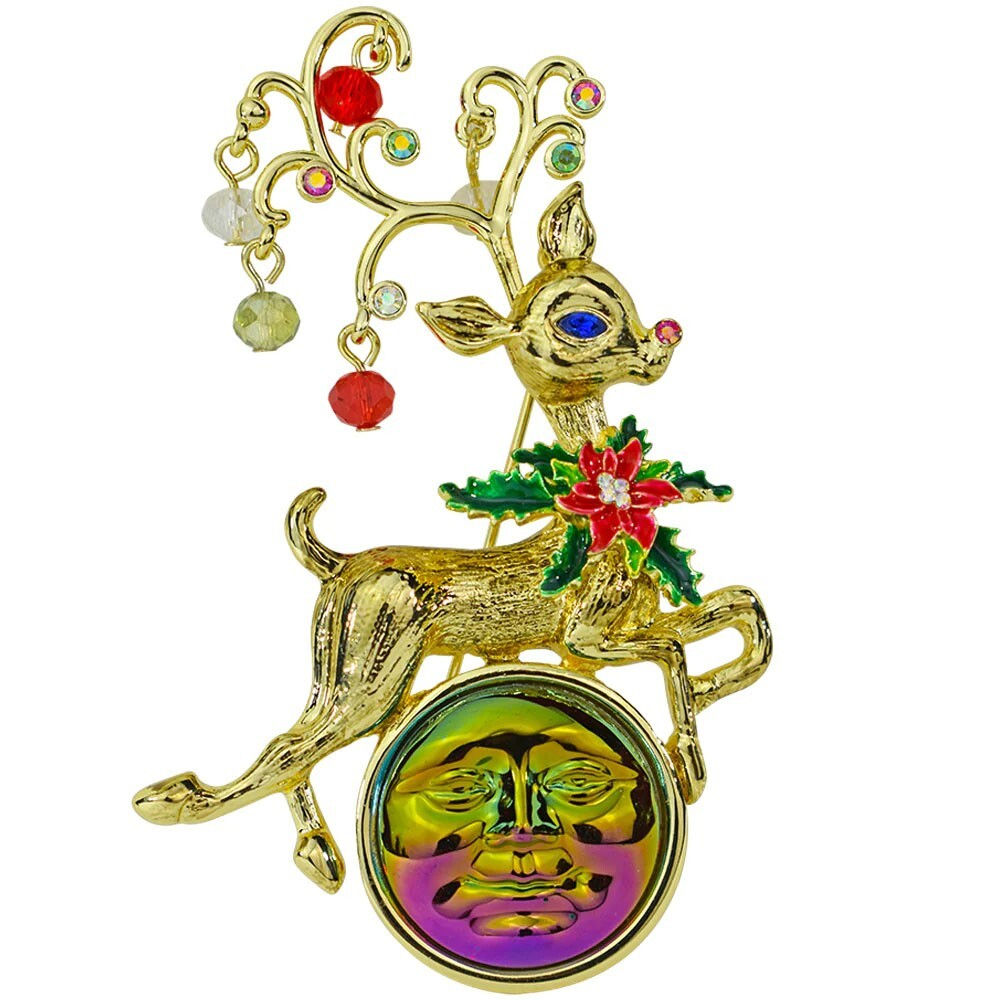 KIRKS FOLLY RUDY the REINDEER PIN goldtone