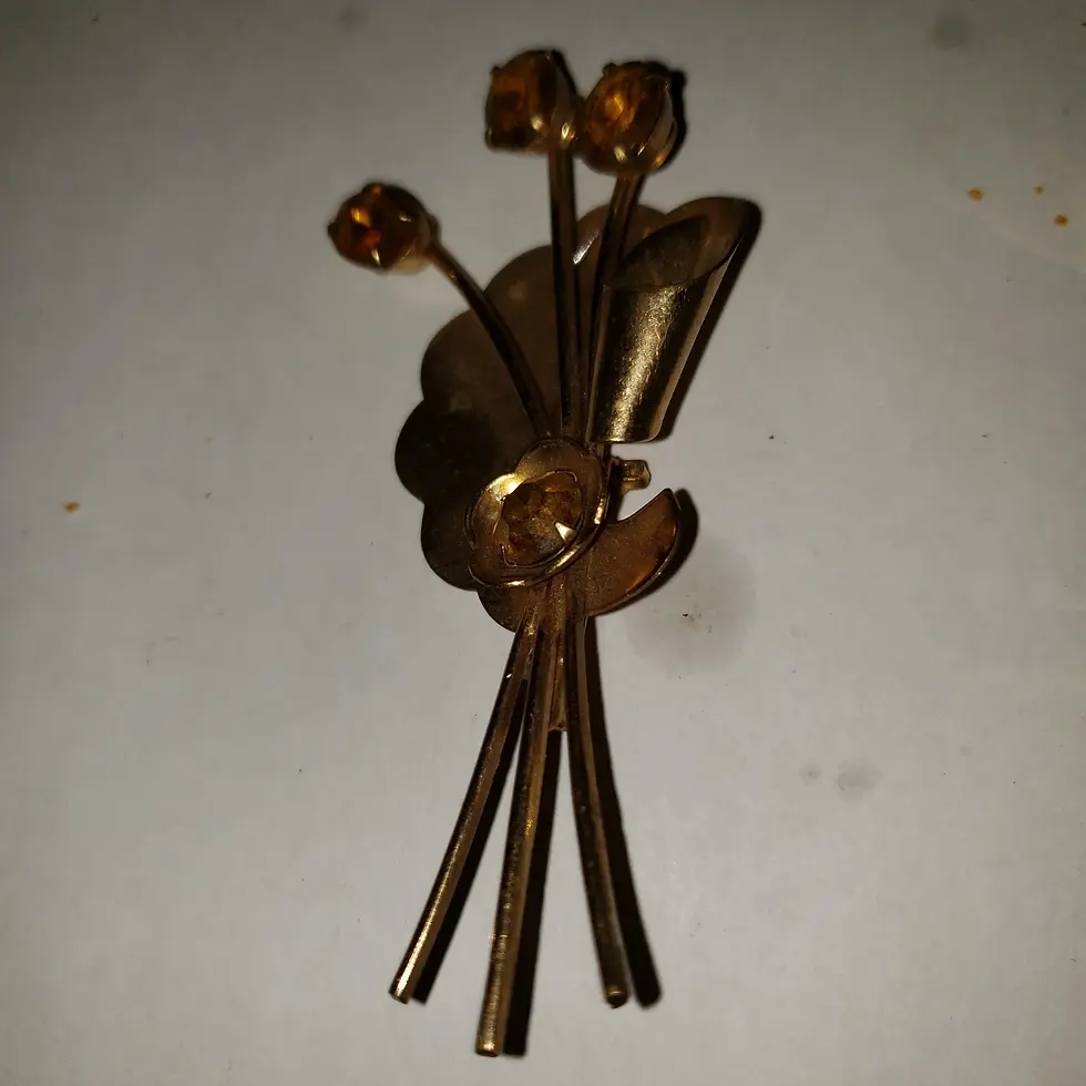 Thumbnail: Oversized Sterling Vermeil Coro Brooch