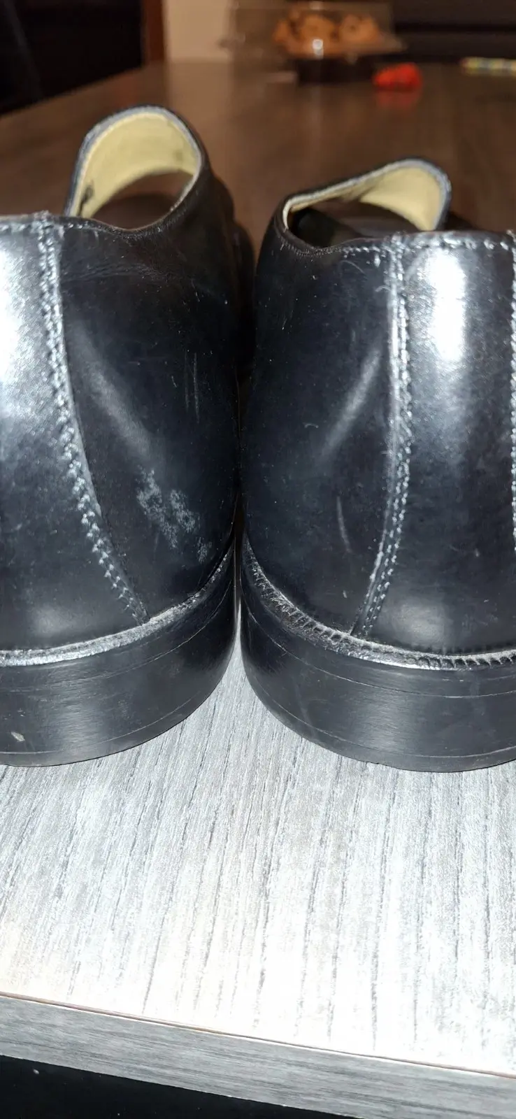 Thumbnail: Men's Size 11 Alfani Black Leather Dress Shoes 