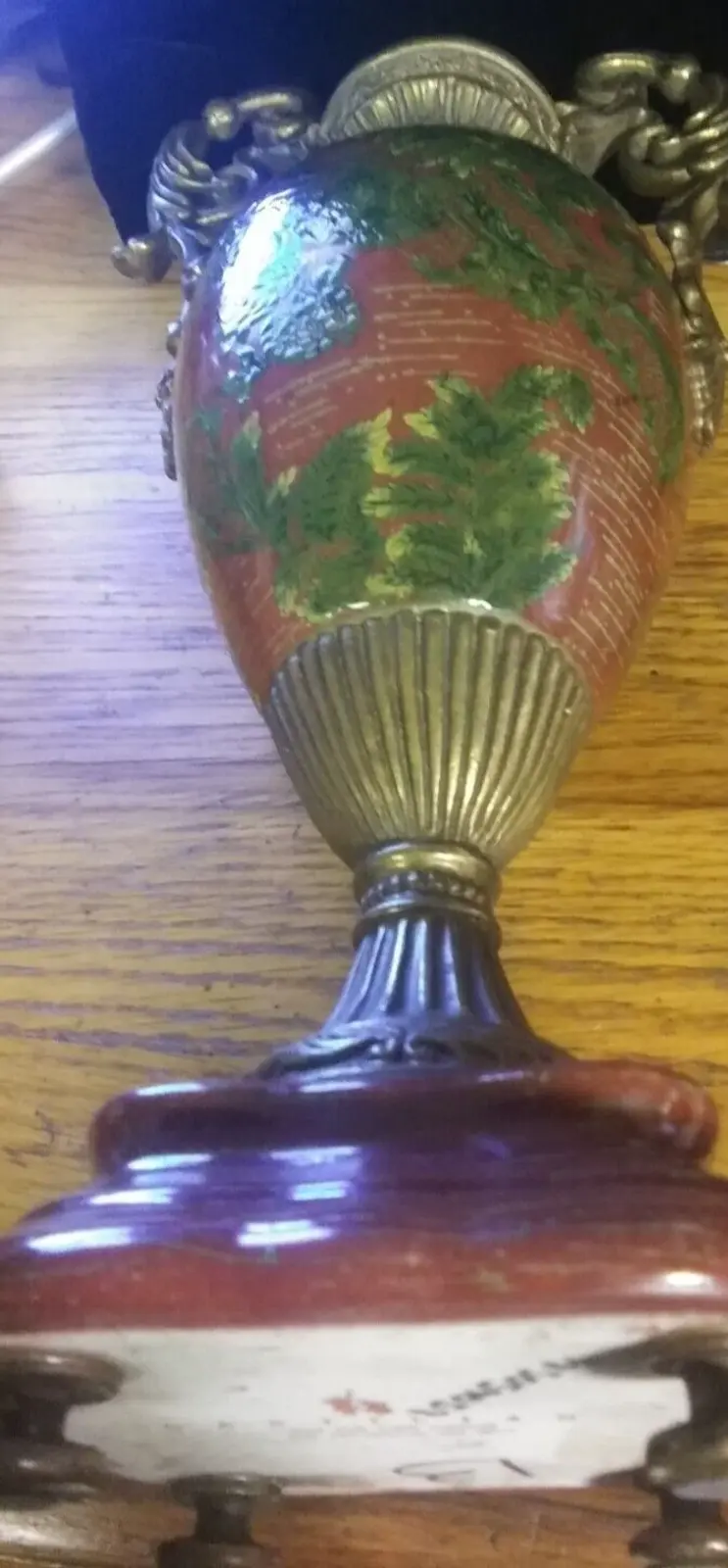 Thumbnail: Vintage Castilian Porcelain Bronze Vase 14in