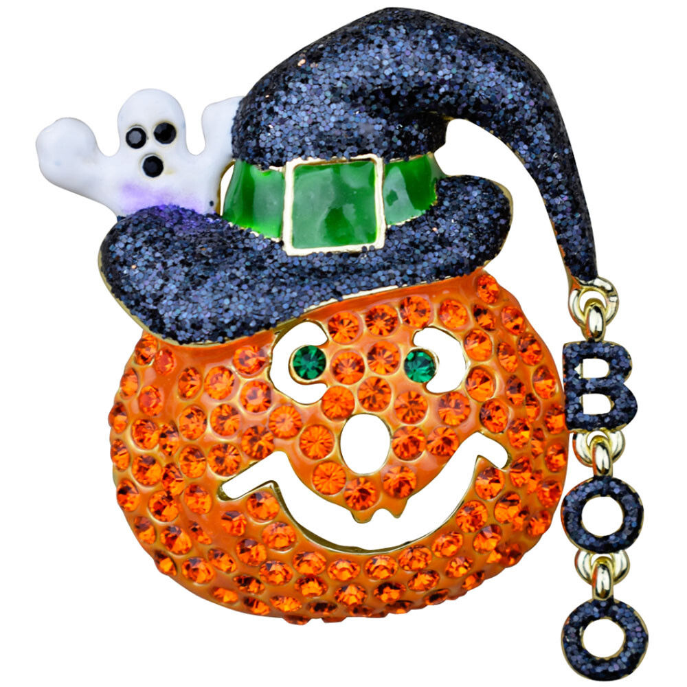 Kirks Folly BOO Happy Jack Pin Pendant pumpkin ghost goldtone halloween