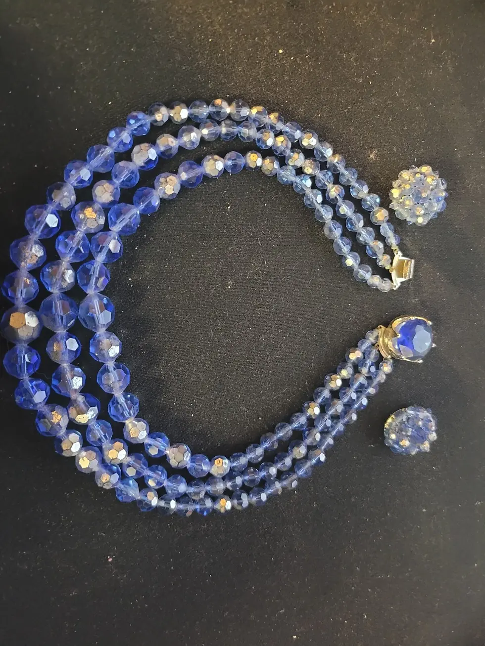Thumbnail: Vintage Vogue AB Blue Multi Strand Jewelry Set