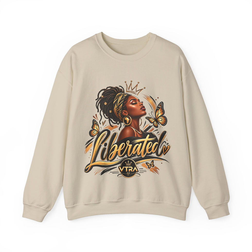 Thumbnail: Liberated Crewneck Sweatshirt — Empowered Black Woman Graphic