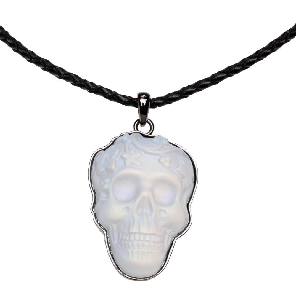 Kirks Folly Glass Dream Skull Corded Necklace hematite