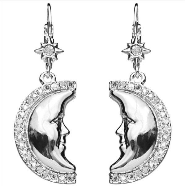 KIRKS FOLLY Starlight Metallic Moon Shadow Leverback Earrings silvertone