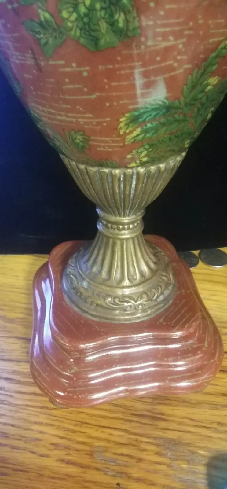 Thumbnail: Vintage Castilian Porcelain Bronze Vase 14in