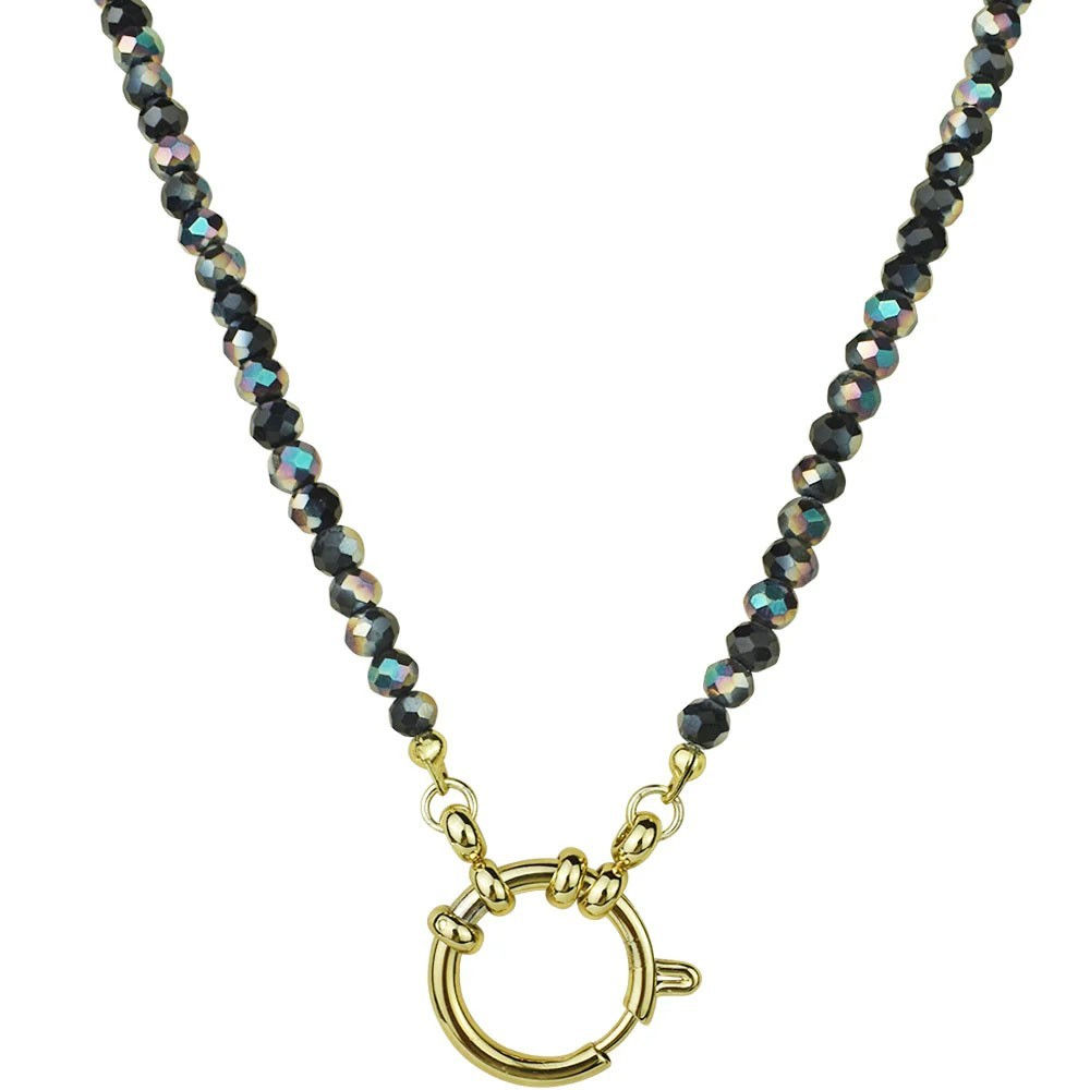 Kirks Folly Crystallized 4mm Beaded Sailor Clasp Spring Ring Charm 18" Necklace