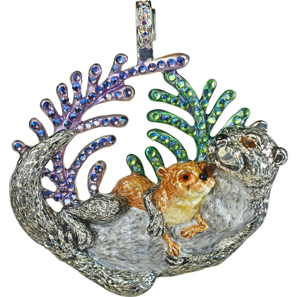 Kirks Folly Snuggling Otters Magnetic Enhancer (Sterling Silvertone)