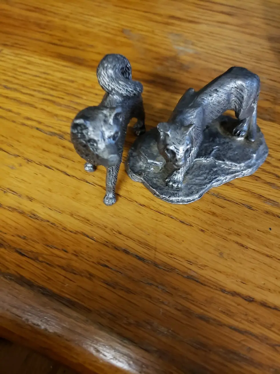 Thumbnail: Vtg Ricker Pewter Cougar & Dog Figurines